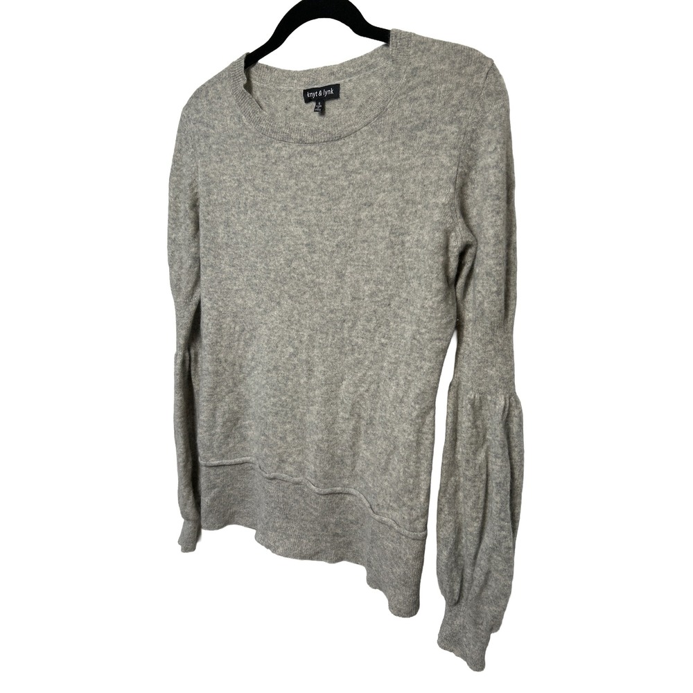 Knyt & Lynk Cashmere Bubble Sleeve Sweater‎ Heather Gray Women's Size S